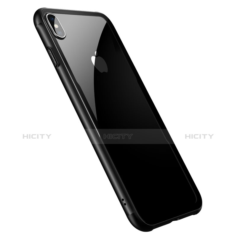 Funda Bumper Silicona Transparente Espejo 360 Grados T06 para Apple iPhone X Negro