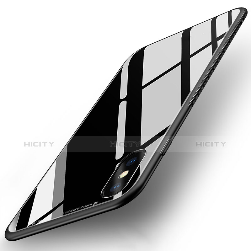 Funda Bumper Silicona Transparente Espejo 360 Grados T07 para Apple iPhone Xs Negro