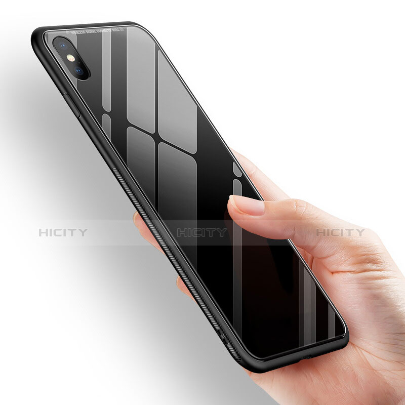 Funda Bumper Silicona Transparente Espejo 360 Grados T07 para Apple iPhone Xs Negro