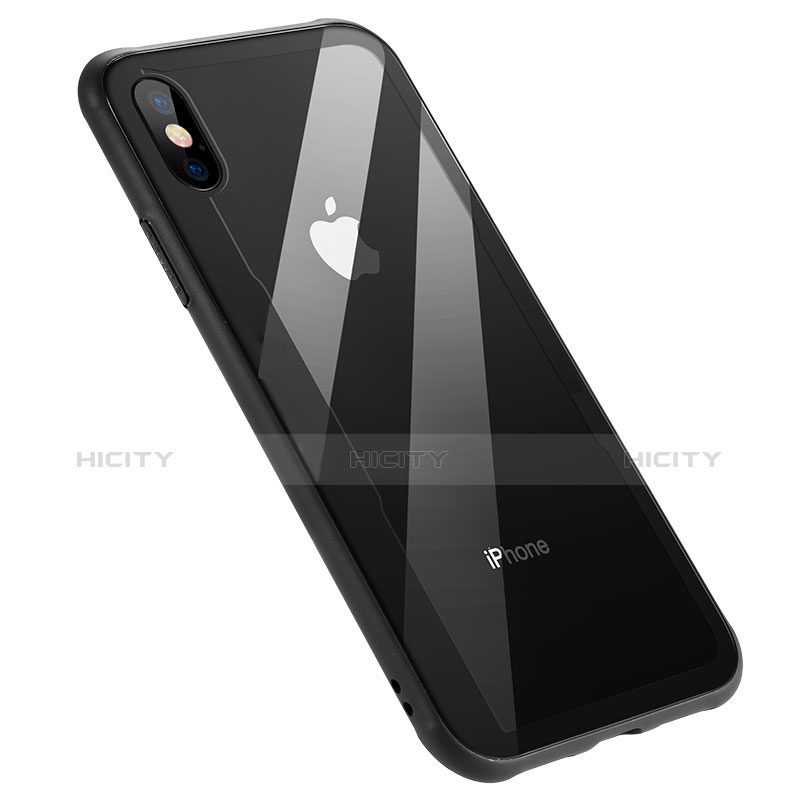 Funda Bumper Silicona Transparente Espejo 360 Grados T09 para Apple iPhone Xs Negro