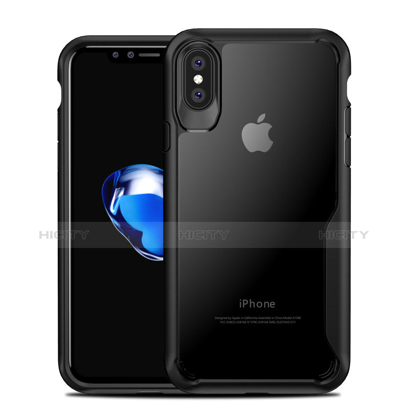 Funda Bumper Silicona Transparente Espejo 360 Grados T10 para Apple iPhone Xs Max Negro