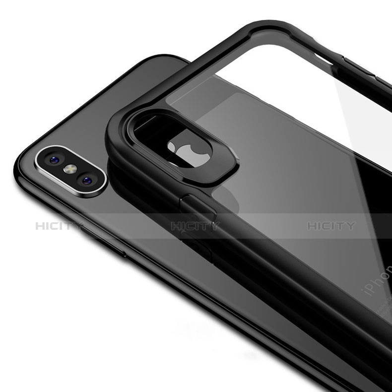 Funda Bumper Silicona Transparente Espejo 360 Grados T10 para Apple iPhone Xs Negro