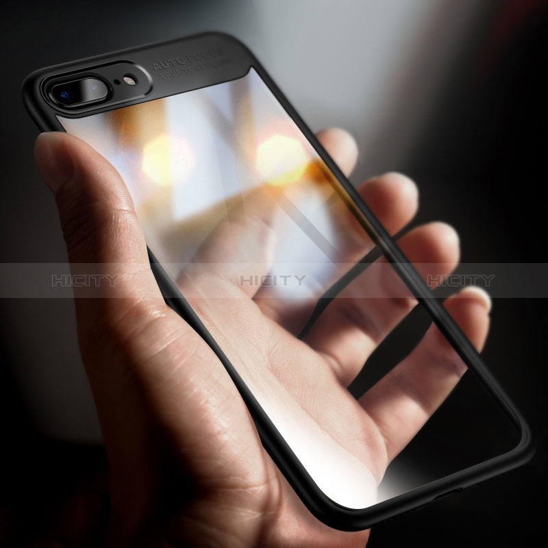 Funda Bumper Silicona Transparente Espejo para Apple iPhone 8 Plus Negro