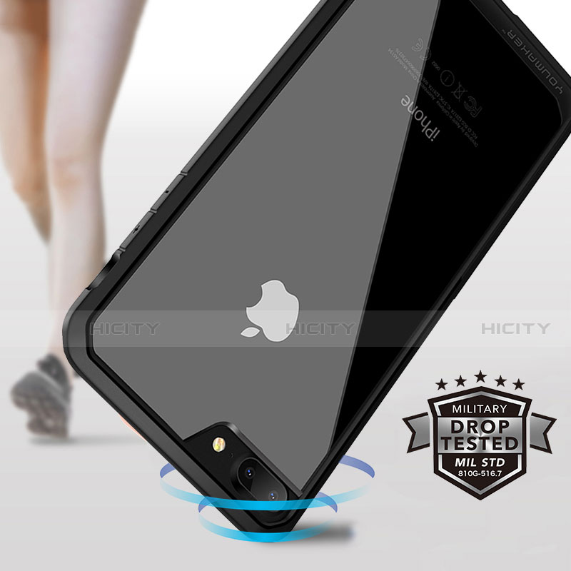 Funda Bumper Silicona Transparente F01 para Apple iPhone 7 Plus Negro