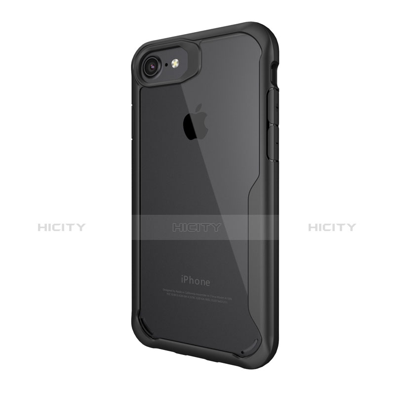 Funda Bumper Silicona Transparente Gel para Apple iPhone 7 Plus Negro