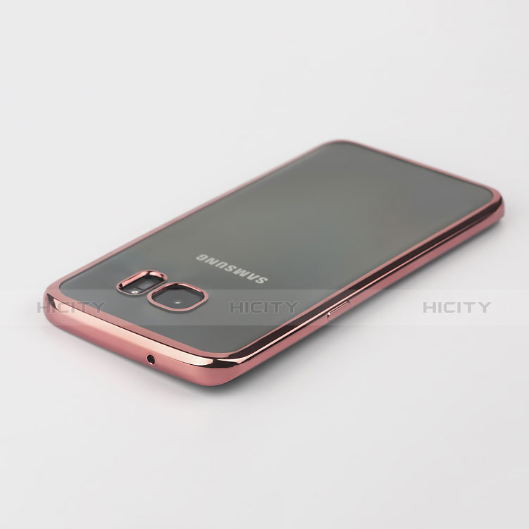 Funda Bumper Silicona Transparente Gel para Samsung Galaxy S7 Edge G935F Oro Rosa