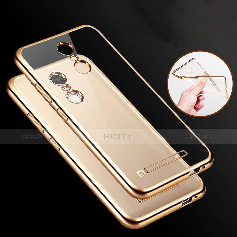 Funda Bumper Silicona Transparente Gel para Xiaomi Redmi Note 3 MediaTek Oro