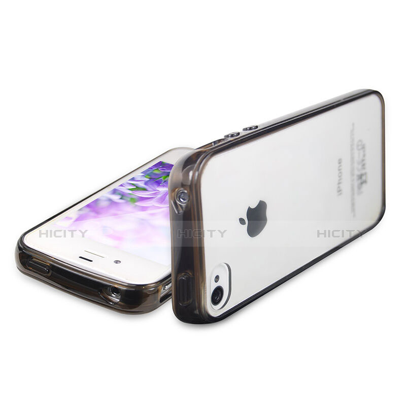 Funda Bumper Silicona Transparente Mate para Apple iPhone 4S Negro