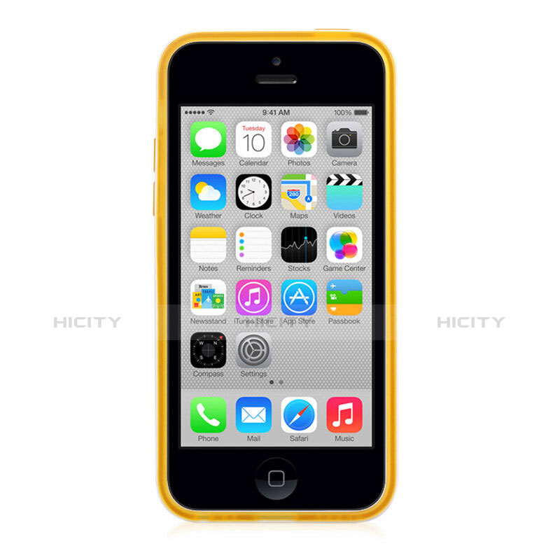 Funda Bumper Silicona Transparente Mate para Apple iPhone 5C Amarillo