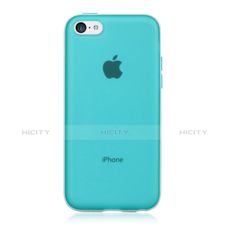 Funda Bumper Silicona Transparente Mate para Apple iPhone 5C Azul Cielo