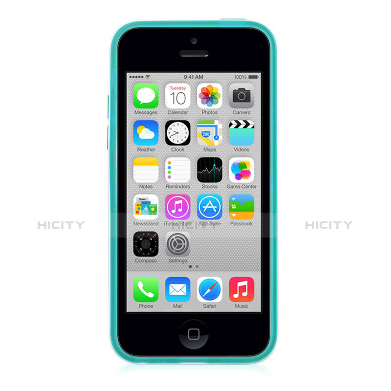 Funda Bumper Silicona Transparente Mate para Apple iPhone 5C Azul Cielo