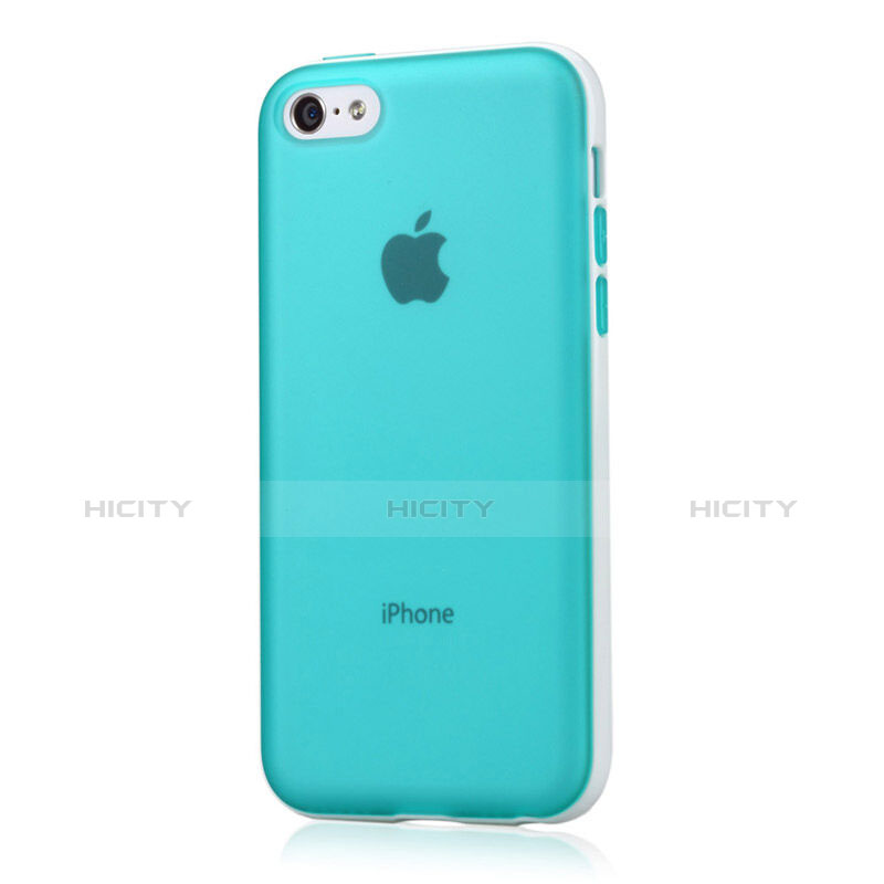 Funda Bumper Silicona Transparente Mate para Apple iPhone 5C Azul Cielo