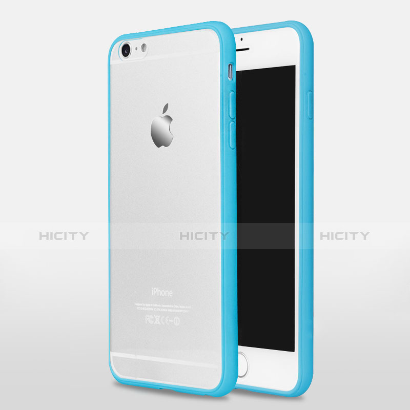 Funda Bumper Silicona Transparente Mate para Apple iPhone 6 Plus Azul