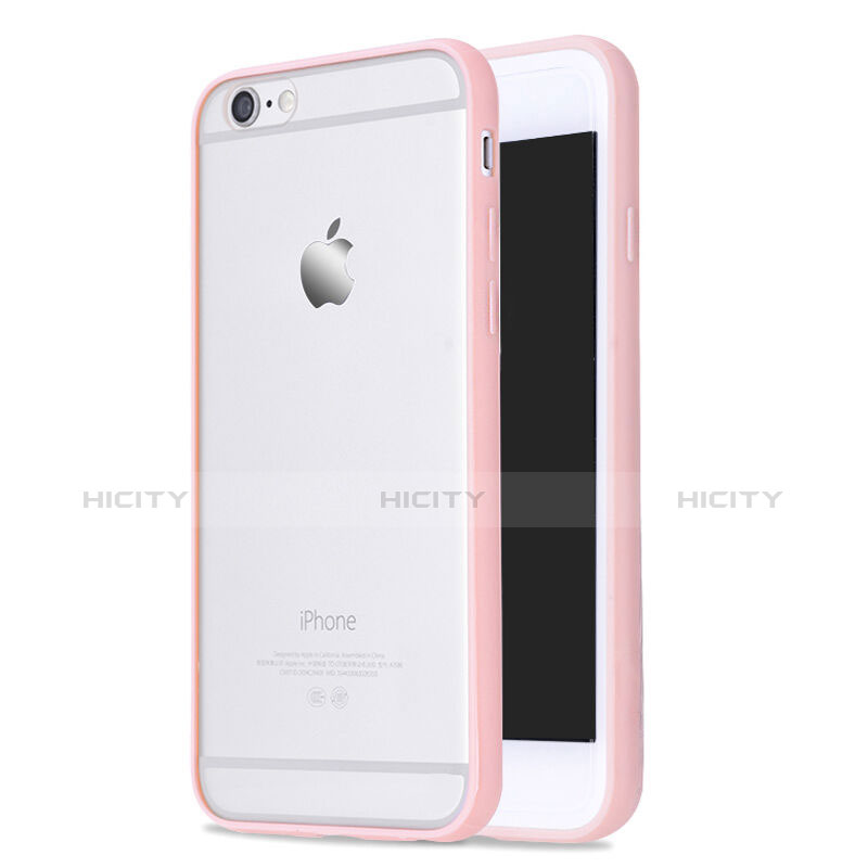 Funda Bumper Silicona Transparente Mate para Apple iPhone 6 Plus Rosa