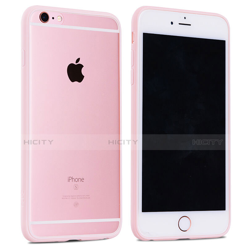 Funda Bumper Silicona Transparente Mate para Apple iPhone 6S Plus Rosa