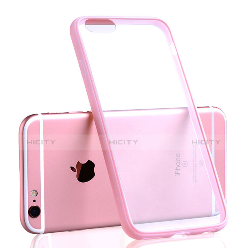 Funda Bumper Silicona Transparente Mate para Apple iPhone 6S Plus Rosa