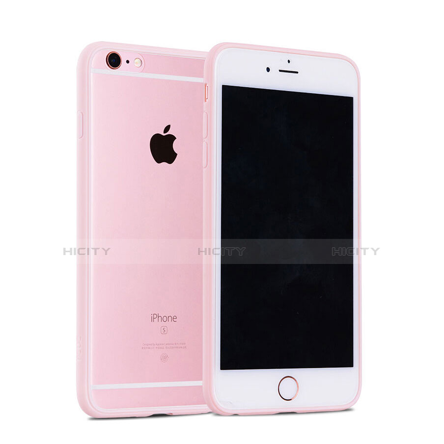 Funda Bumper Silicona Transparente Mate para Apple iPhone 6S Rosa