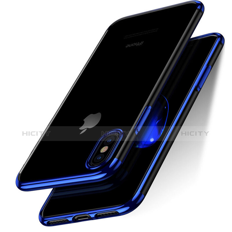 Funda Bumper Silicona Transparente Mate para Apple iPhone X Azul