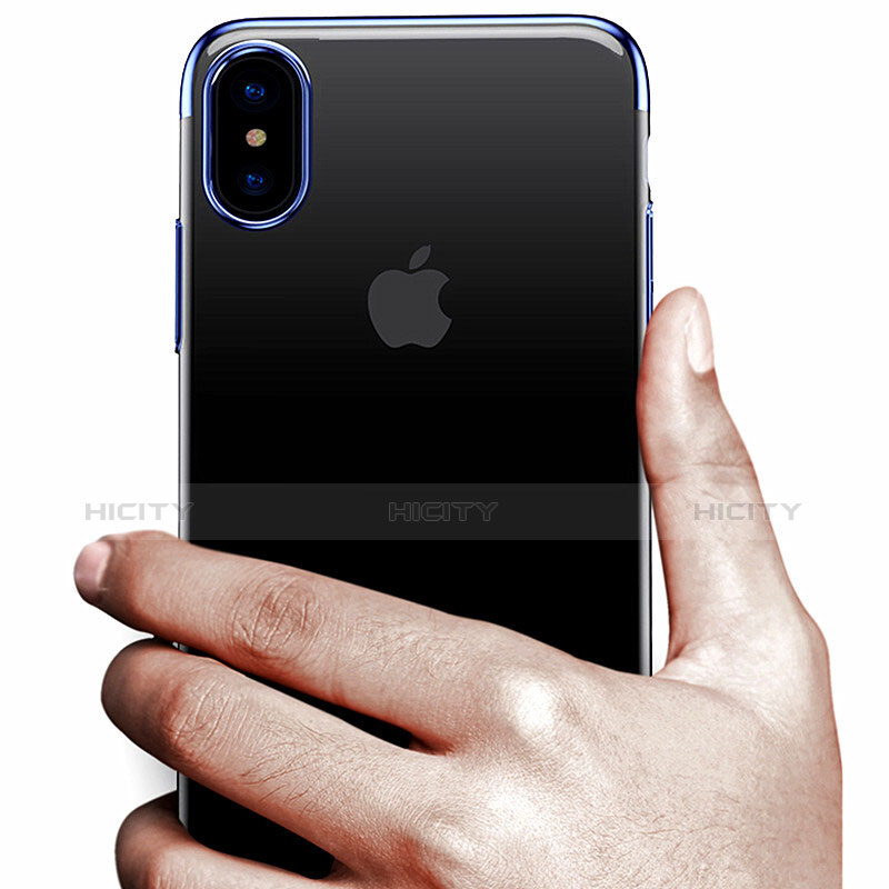 Funda Bumper Silicona Transparente Mate para Apple iPhone X Azul