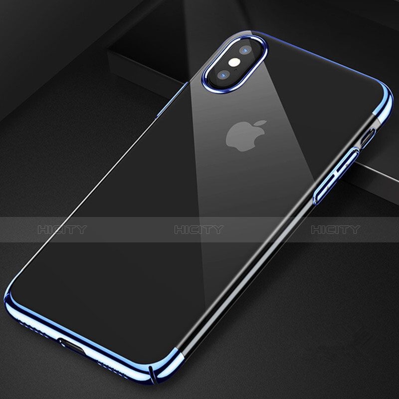 Funda Bumper Silicona Transparente Mate para Apple iPhone X Azul