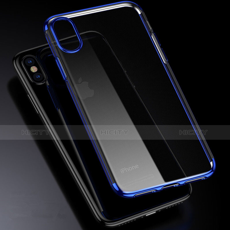 Funda Bumper Silicona Transparente Mate para Apple iPhone X Azul