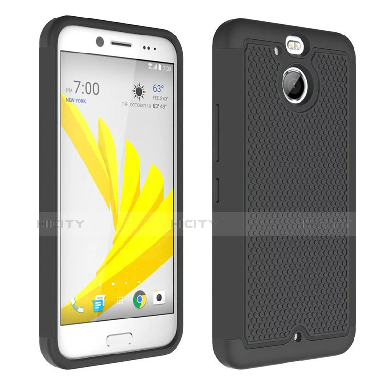 Funda Bumper Silicona Transparente Mate para HTC Bolt Negro