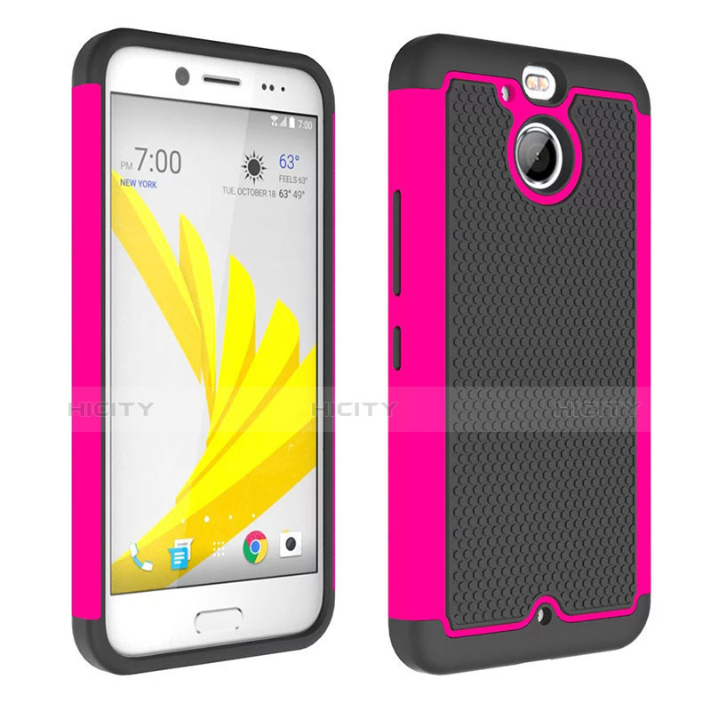 Funda Bumper Silicona Transparente Mate para HTC Bolt Rosa Roja