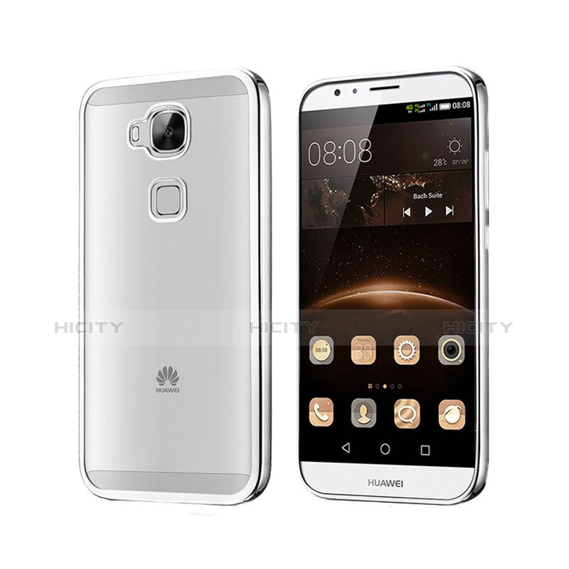 Funda Bumper Silicona Transparente Mate para Huawei GX8 Plata