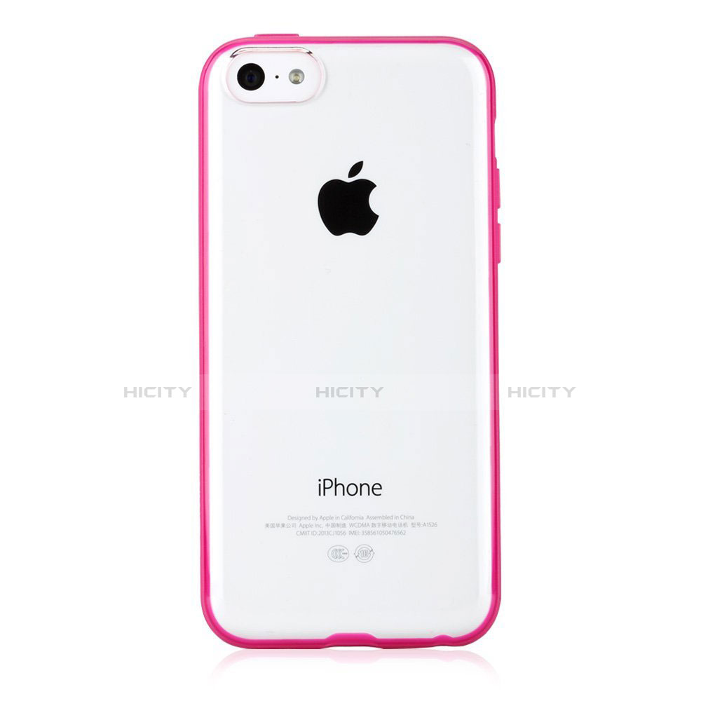 Funda Bumper Silicona Transparente Mate T01 para Apple iPhone 5C Rosa Roja