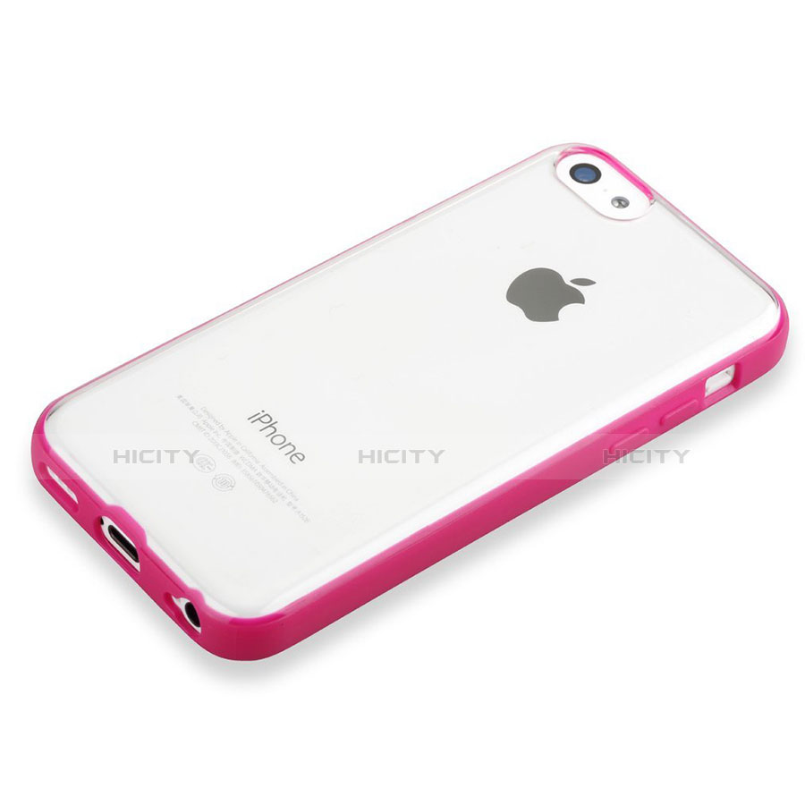 Funda Bumper Silicona Transparente Mate T01 para Apple iPhone 5C Rosa Roja