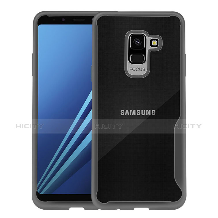 Funda Bumper Silicona Transparente para Samsung Galaxy A8+ A8 Plus (2018) Duos A730F Negro