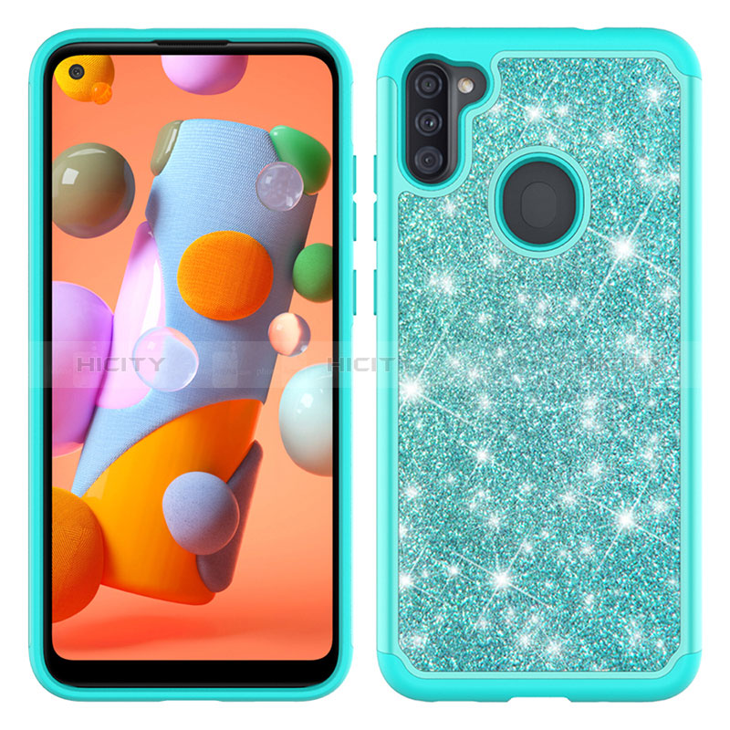 Funda Bumper Silicona y Plastico Carcasa Frontal y Trasera 360 Grados Bling-Bling JX1 para Samsung Galaxy A11