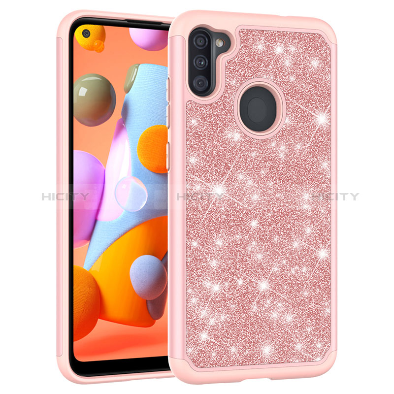 Funda Bumper Silicona y Plastico Carcasa Frontal y Trasera 360 Grados Bling-Bling JX1 para Samsung Galaxy M11