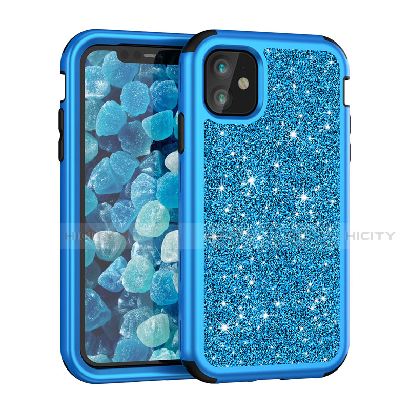 Funda Bumper Silicona y Plastico Carcasa Frontal y Trasera 360 Grados Bling-Bling para Apple iPhone 11