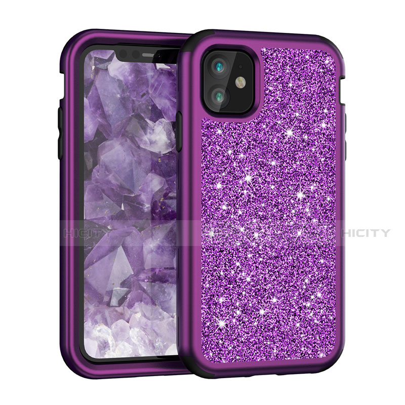 Funda Bumper Silicona y Plastico Carcasa Frontal y Trasera 360 Grados Bling-Bling para Apple iPhone 11