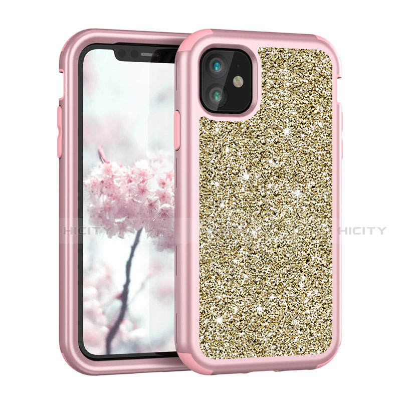 Funda Bumper Silicona y Plastico Carcasa Frontal y Trasera 360 Grados Bling-Bling para Apple iPhone 11