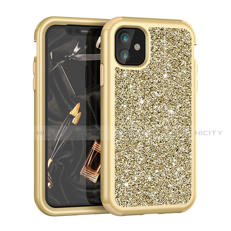 Funda Bumper Silicona y Plastico Carcasa Frontal y Trasera 360 Grados Bling-Bling para Apple iPhone 11