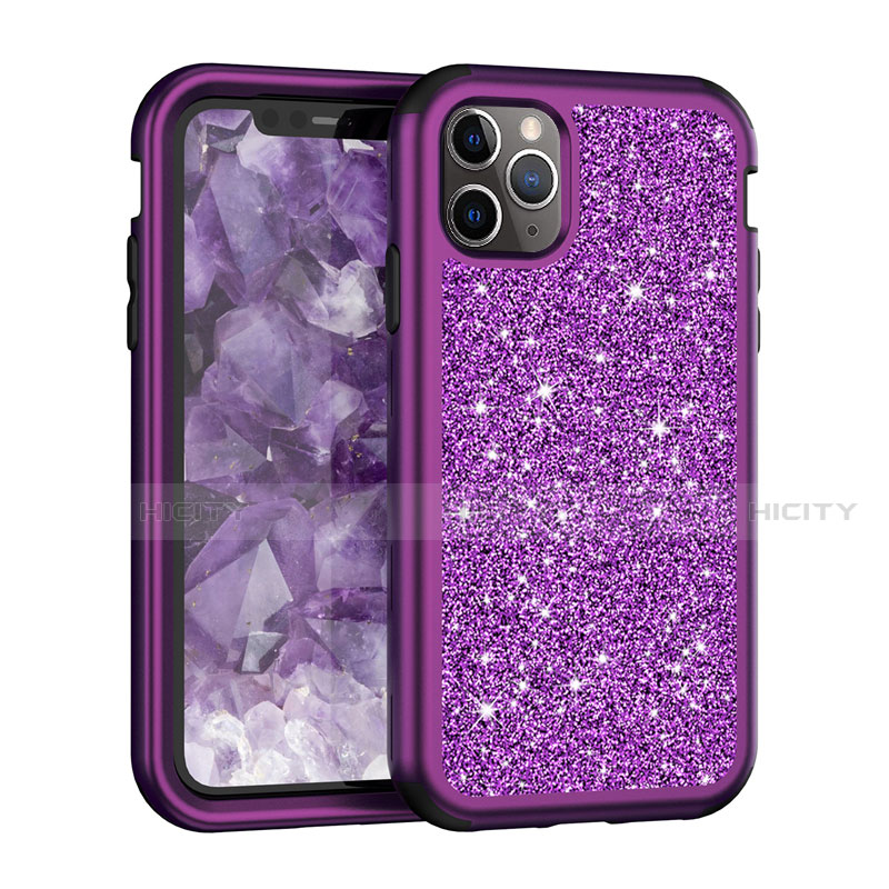 Funda Bumper Silicona y Plastico Carcasa Frontal y Trasera 360 Grados Bling-Bling para Apple iPhone 11 Pro