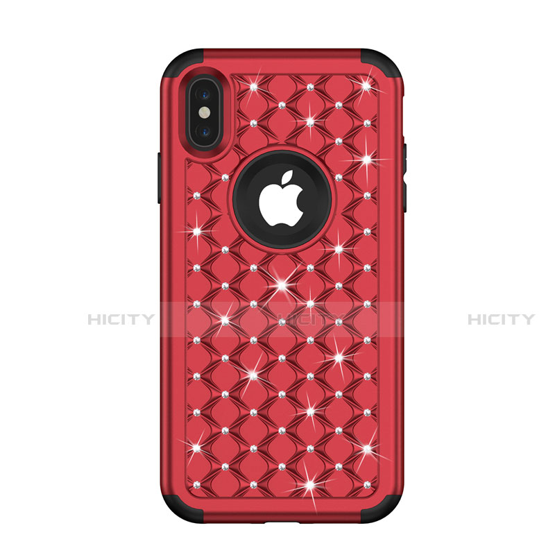 Funda Bumper Silicona y Plastico Carcasa Frontal y Trasera 360 Grados Bling-Bling para Apple iPhone X