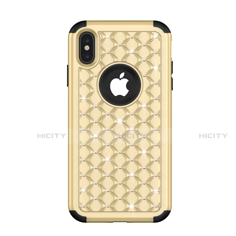 Funda Bumper Silicona y Plastico Carcasa Frontal y Trasera 360 Grados Bling-Bling para Apple iPhone Xs Max