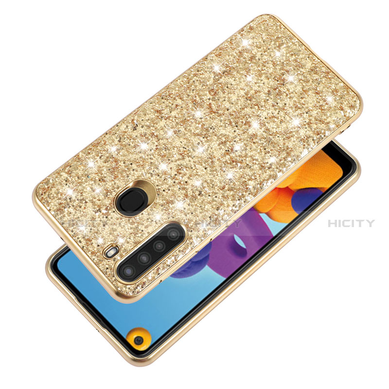 Funda Bumper Silicona y Plastico Carcasa Frontal y Trasera 360 Grados Bling-Bling para Samsung Galaxy A21