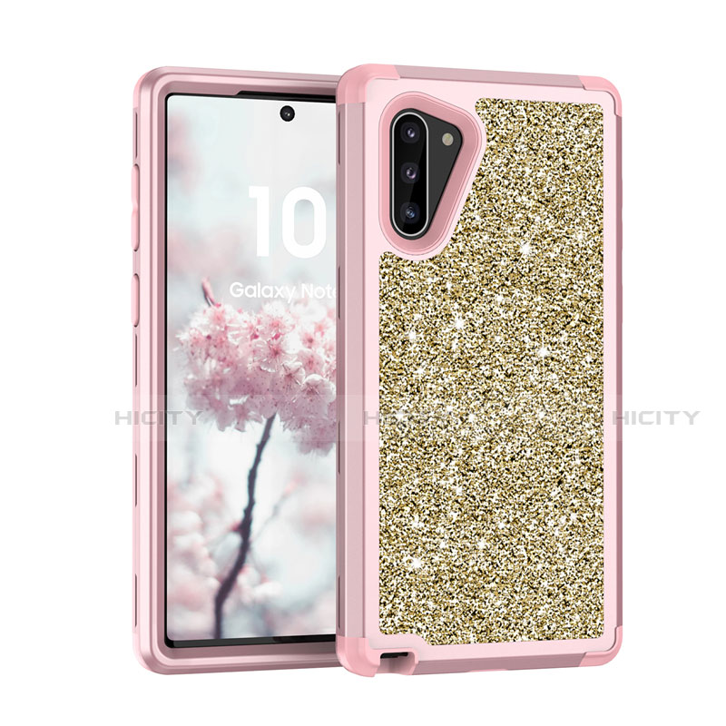 Funda Bumper Silicona y Plastico Carcasa Frontal y Trasera 360 Grados Bling-Bling para Samsung Galaxy Note 10 5G Rosa