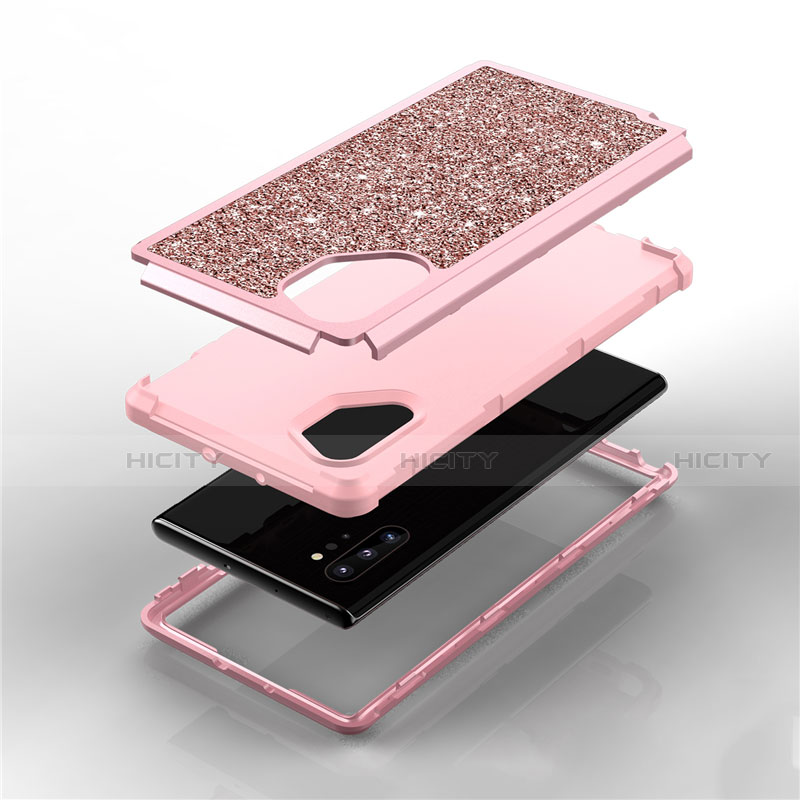 Funda Bumper Silicona y Plastico Carcasa Frontal y Trasera 360 Grados Bling-Bling para Samsung Galaxy Note 10 Plus