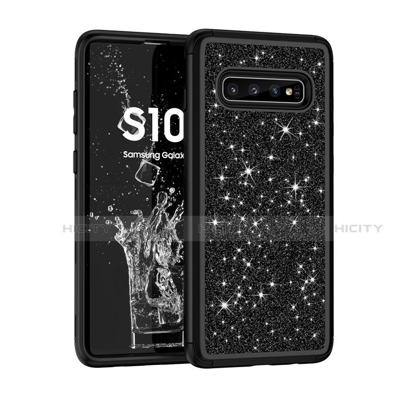 Funda Bumper Silicona y Plastico Carcasa Frontal y Trasera 360 Grados Bling-Bling para Samsung Galaxy S10 Plus