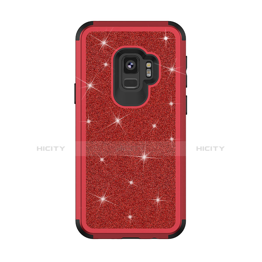 Funda Bumper Silicona y Plastico Carcasa Frontal y Trasera 360 Grados Bling-Bling para Samsung Galaxy S9