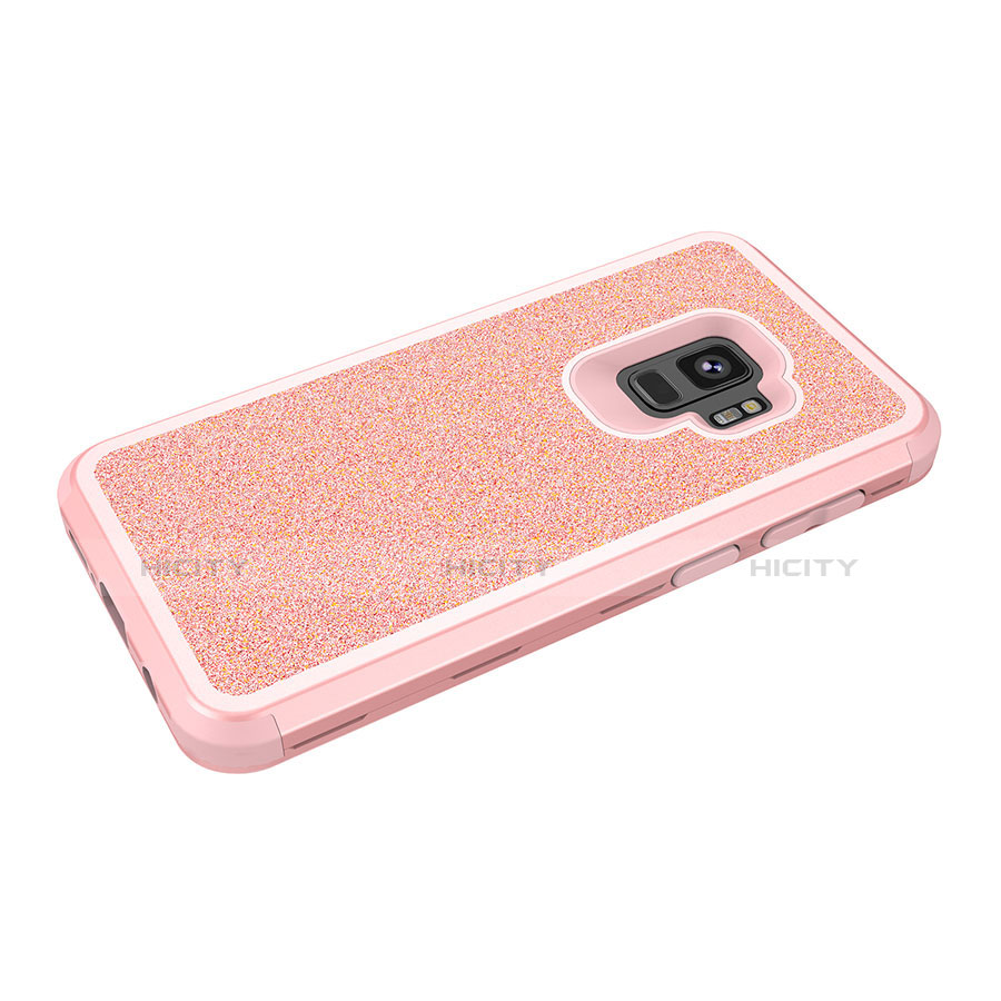 Funda Bumper Silicona y Plastico Carcasa Frontal y Trasera 360 Grados Bling-Bling para Samsung Galaxy S9