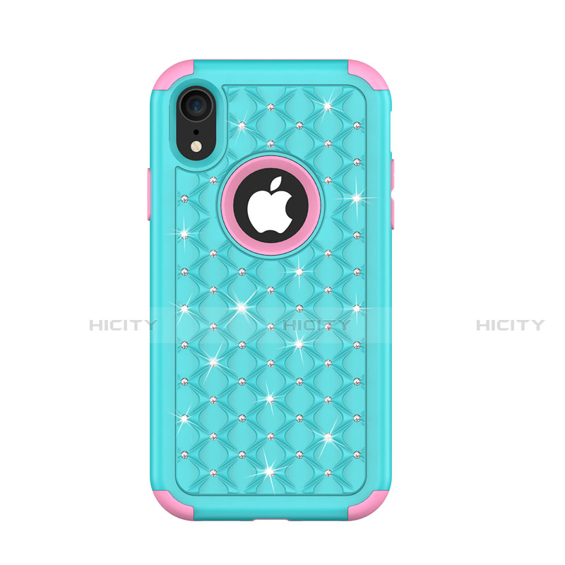 Funda Bumper Silicona y Plastico Carcasa Frontal y Trasera 360 Grados Bling-Bling U01 para Apple iPhone XR