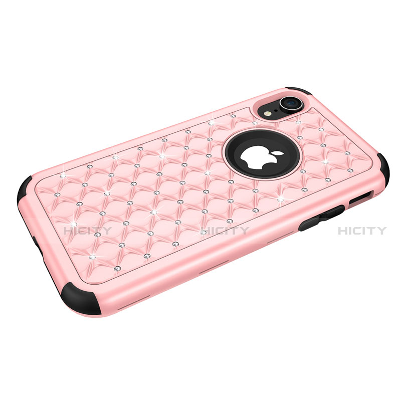 Funda Bumper Silicona y Plastico Carcasa Frontal y Trasera 360 Grados Bling-Bling U01 para Apple iPhone XR