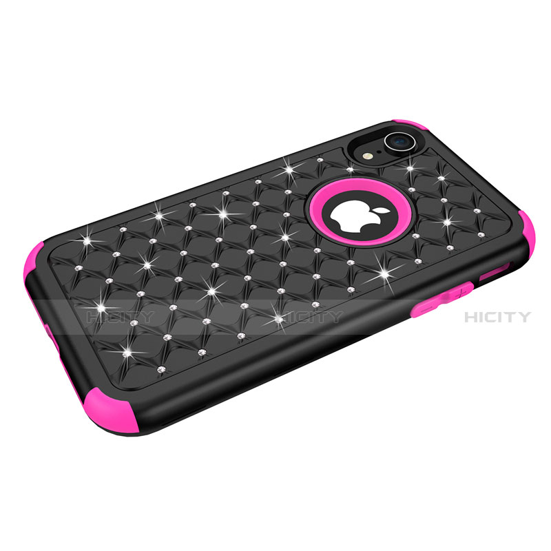 Funda Bumper Silicona y Plastico Carcasa Frontal y Trasera 360 Grados Bling-Bling U01 para Apple iPhone XR