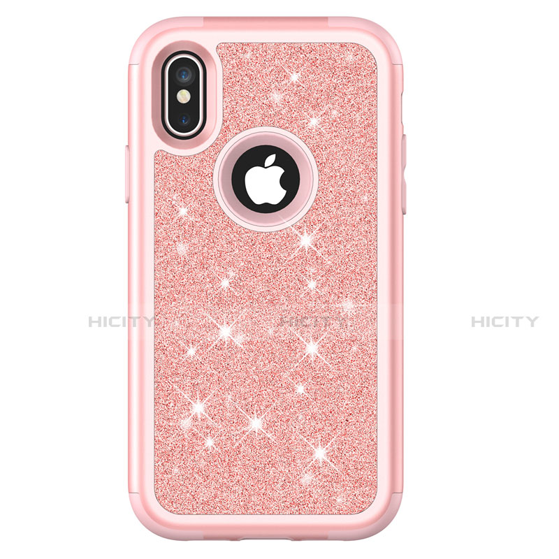 Funda Bumper Silicona y Plastico Carcasa Frontal y Trasera 360 Grados Bling-Bling U01 para Apple iPhone Xs